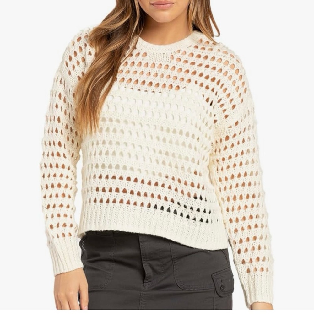 Full Tilt EUC Cream Open Knit Spring Summer Sweater Women's XL